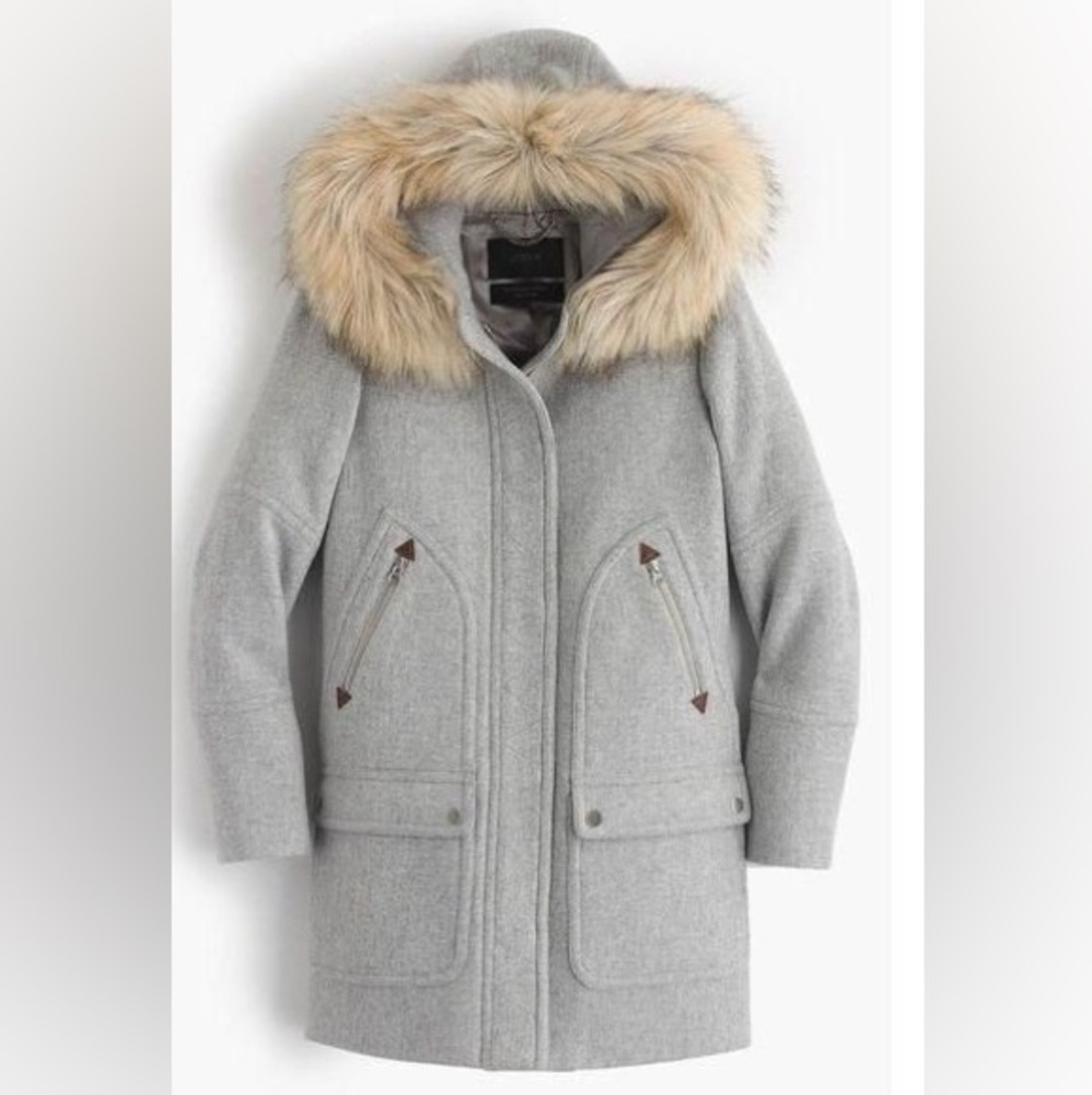 J. Crew wool Chauteau Parka Stadium Cloth Coat gray size 0 women’s winter